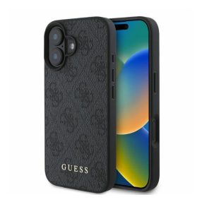   Guess 4G Classic Apple iPhone 16 hátlap tok, fekete/barna GUHCP16SG4GFGR