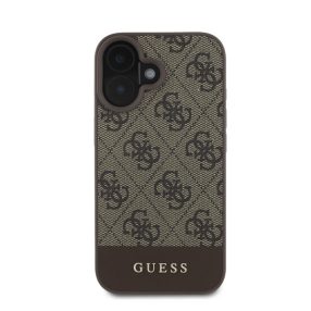   Guess 4G Bottom Stripe Apple iPhone 16 hátlap tok, barna GUHCP16SG4GLBR