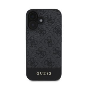   Guess 4G Bottom Stripe Apple iPhone 16 hátlap tok, szürke GUHCP16SG4GLGR