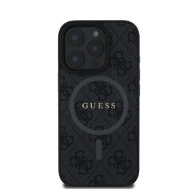  Guess 4G Ring Classic Logo Apple iPhone 16 Pro hátlap tok, fekete/barna GUHMP16LG4GFRK