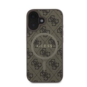   Guess 4G Ring Classic Logo Apple iPhone 16 hátlap tok, barna GUHMP16SG4GFRW