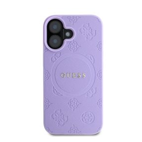   Guess Saffiano Peony Classic Logo Apple iPhone 16 hátlap tok, lila GUHMP16SPSAPSMEU