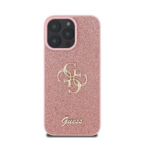   Guess PU Fixed Glitter 4G Metal Logo Apple iPhone 16 Pro hátlap tok, rózsaszín