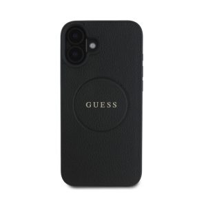   Guess PU Grained Classic Logo Apple iPhone 16 MagSafe kompatibilis hátlap tok, barna