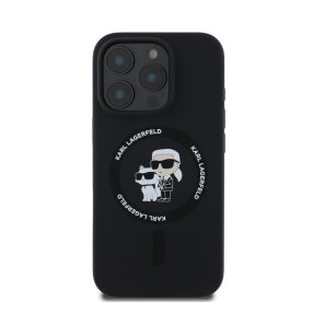   Karl Lagerfeld Silicone KC Heads Ring  Apple iPhone 16 Pro hátlap tok, fekete KLHMP16LSCMKCRHK