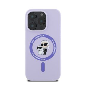  Karl Lagerfeld Silicone KC Heads Ring Apple iPhone 16 Pro hátlap tok, lila KLHMP16LSCMKCRHU