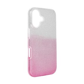   Apple iPhone 16 csillámos hátlap tok, átlátszó/rózsaszín