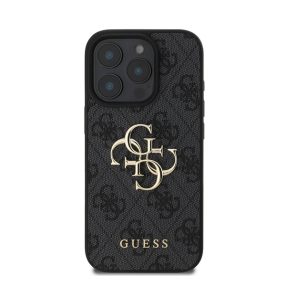   Guess PU 4G Metal Logo Apple iPhone 16 Pro hátlap tok, szürke