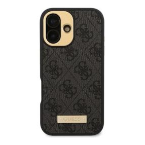   Guess 4G Logo Plate iPhone 16 Pro MagSafe kemény hátlap tok, fekete GUHMP16LU4GPRK