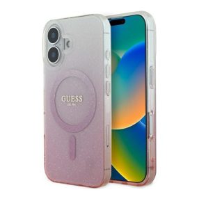   Guess IML Glitter Gradient iPhone 16 MagSafe kemény hátlap tok, rózsaszín GUHMP16SHGRCELP