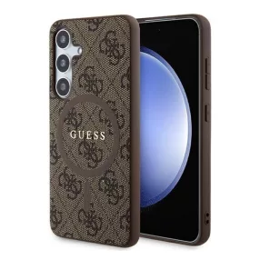   Guess 4G Collection Leather Metal Logo S24 (S921) MagSafe tok, barna GUHMS24SG4GFRW