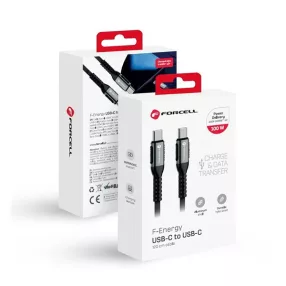   Forcell F-Energy C260 USB-C-USB-C QC4.0 töltő / adatkábel, PD 5A, 100W, 1,2m, fekete