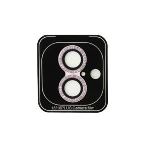   Guess Fixed Glliter iPhone 16/16 Plus kameravédő fólia kövekkel, rózsaszín