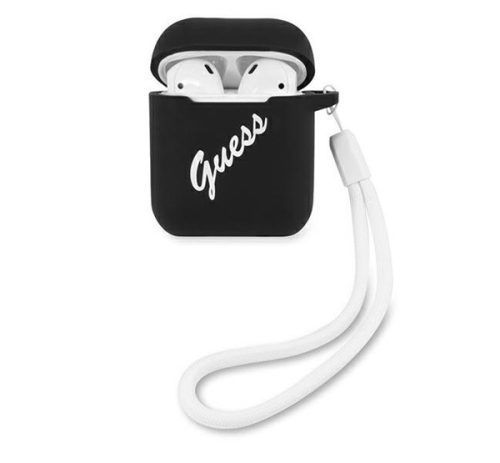Guess Silicone Vintage Apple AirPods 1/2 tok, fekete-fehér