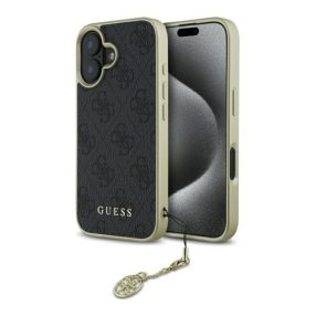   Guess 4G Charms Collection iPhone 16  hátlap tok, fekete GUHCP16SGF4GGR