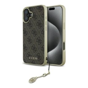   Guess 4G Charms Collection iPhone 16  hátlap tok, barna GUHCP16SGF4GBR
