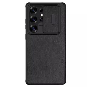   Nillkin Qin Pro Samsung Galaxy S25 Ultra bőr flip tok, fekete