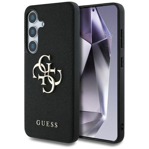 Guess Grained Big 4G Logo Small Classic Logo Samsung Galaxy S25 kemény hátlap tok, fekete