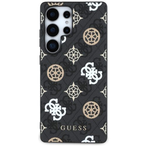 Guess 4G Printed Colored Peony Pattern Samsung Galaxy S25 Ultra MagSafe kemény hátlap tok, fekete