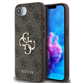   Guess PU 4G Metal Logo Apple iPhone 17e / iPhone 16e hátlap tok, barna