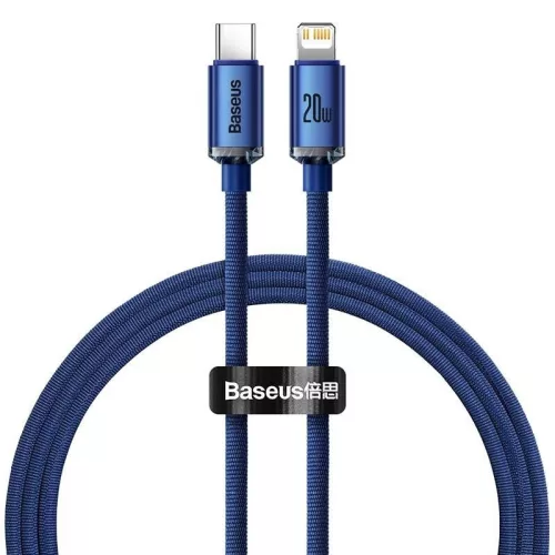 Baseus Crystal Shine USB-C-Lightning kábel, 20W, 1.2m, kék