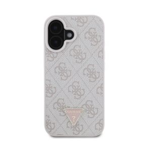   Guess PU 4G Strass Triangle Metal Logo Apple iPhone 17e / iPhone 16e hátlap tok, rózsaszín