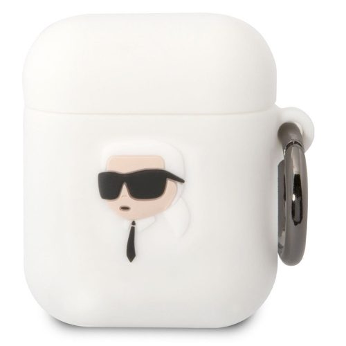 Karl Lagerfeld 3D Logo NFT Karl Head Apple AirPods 1/2 szilikon tok, fehér