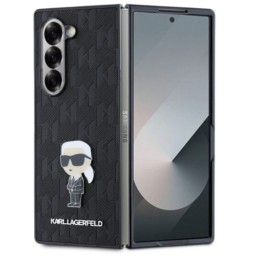 Karl Lagerfeld PU Saffiano Monogram Ikonik Samsung Z Fold6 tok, fekete