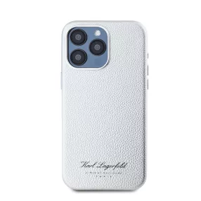   Karl Lagerfeld Grained PU Hotel RSG iPhone 15 Pro hátlap tok, ezüst