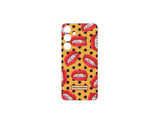 Samsung Galaxy S24+ Toiletpaper gyári tok, sárga/száj minta