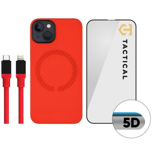 Tactical MagForce Aramid Limited Edition Apple iPhone 14 tok / üvegfólia / töltőkábel szett, piros
