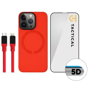   Tactical MagForce Aramid Limited Edition Apple iPhone 14 Pro Max tok / üvegfólia / töltőkábel szett, piros