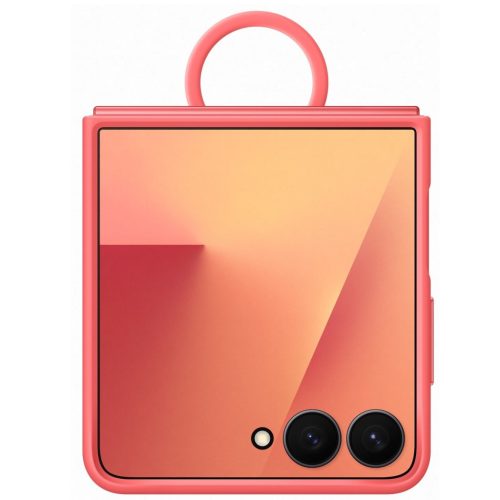 Samsung Galaxy Z Flip 7 Ring Silicone Cover gyári szilikon tok gyűrűvel, piros