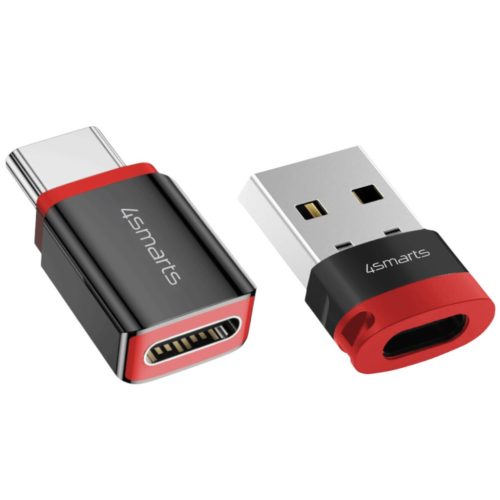 4smarts USB-A-USB-C adapter szett, 2db, fekete-piros