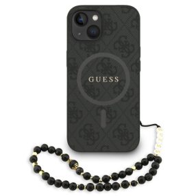   Guess PU Leather 4G Colored Ring Strap Apple iPhone 15 MagSafe tok fekete színű karpánttal, fekete