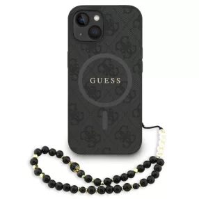   Guess PU Leather 4G Colored Ring Strap Apple iPhone 13 MagSafe tok fekete színű karpánttal, fekete
