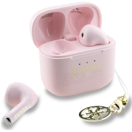 Guess Classic Logo Charm TWS vezeték nélküli fülhallgató, rózsaszín