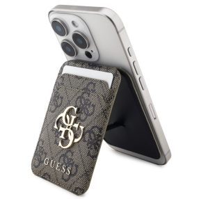   Guess 4G Metal Logo MagSafe kompatibilis kitámasztható kártyatartó, barna