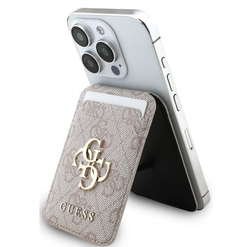 Guess 4G Metal Logo MagSafe kompatibilis kitámasztható kártyatartó, rózsaszín