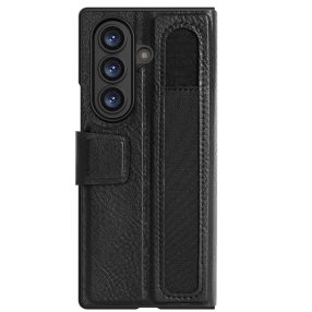  Nillkin Aoge Samsung Galaxy Z Fold 7 bőr mágneses oldalra nyíló tok, S Pen tartóval, fekete