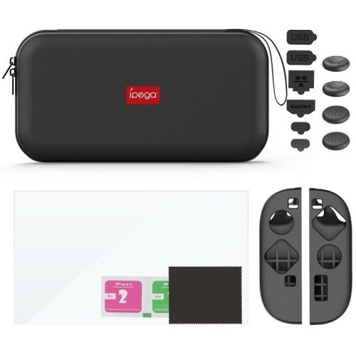 iPega SW2194P Nintendo Switch 2 kompatibilis Slim szett, védőtok, kijelző védő üvegfólia, védőburkolatok, fekete