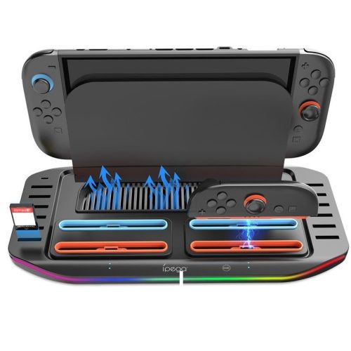 iPega SW2210 Nintendo Switch 2 multifunkcionális töltő állomás, RGB világítással, fekete