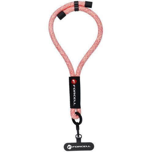 Forcell F-Design R10X40 csuklóra akasztható telefontartó / csuklópánt, állítható hossz max. 20cm, rózsaszín-fehér