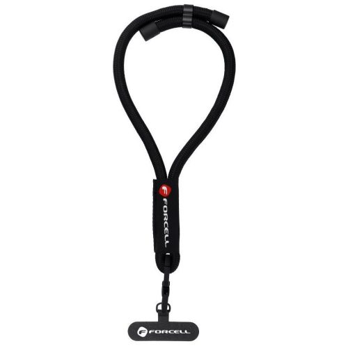 Forcell F-Design R10X40 csuklóra akasztható telefontartó / csuklópánt, állítható hossz max. 20cm, fekete