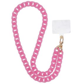   Panama nyakba / vállra akasztható telefontartó, 80cm, láncos, rózsaszín