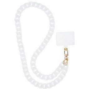   Panama nyakba / vállra akasztható telefontartó, 80cm, láncos, fehér