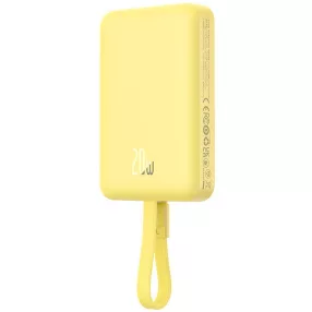   Baseus Magnetic Mini Powerbank / külső akkumulátor, USB-C port, 10000mAh, 20W, sárga