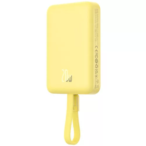Baseus Magnetic Mini Powerbank / külső akkumulátor, USB-C port, 10000mAh, 20W, sárga