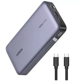   Ugreen PB205 Powerbank / külső akkumulátor, USB-A-2xUSB-C port 25000mAh, 145W, PD, szürke