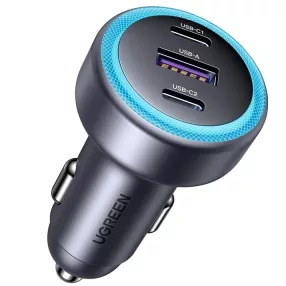 Ugreen EC307 2xUSB-C-USB-A autós töltő, 30W, fekete